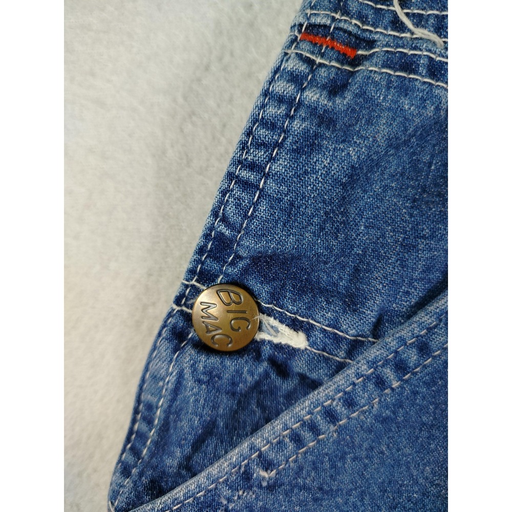 Vintage Big Mac Bib Overalls Mens Large Blue Denim Square Bak Workwear 70s - Picture 6 of 10